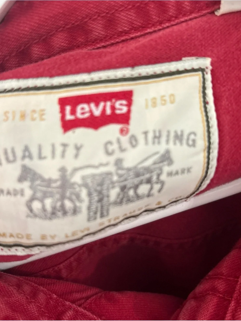 Levi's Red Cotton Button-Up Shirt Jacket Vintage - Picture 9 of 10